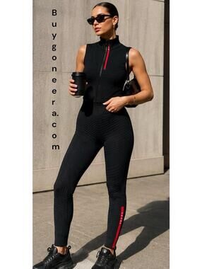 PRADA Linnea Rossa Black Ribbed Leggings ~ Size 38 (US 2-4)